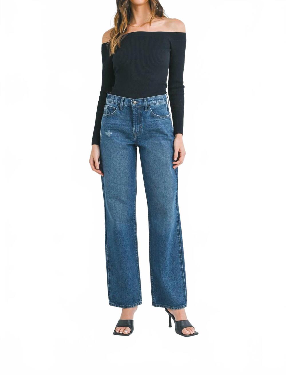 NEW JUST BLACK DENIM women's relaxed straight jeans in dark